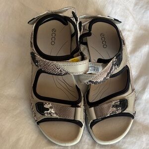 Ecco Kids Metallic Beige Snake-Accent Sandals